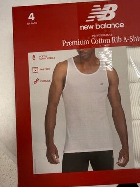 NWT SET OF 4 New Balance White Ribbed Cotton Tank Top